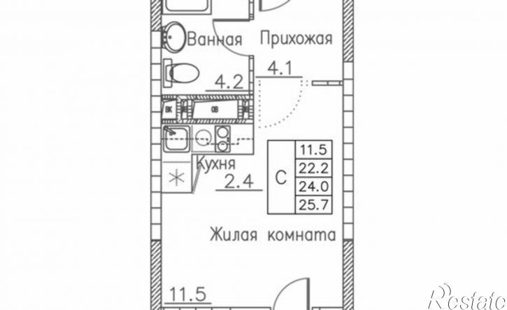 1-комн квартира в новом доме ул Расула Гамзатова, 7 1,  д. 7 1,  к. 1