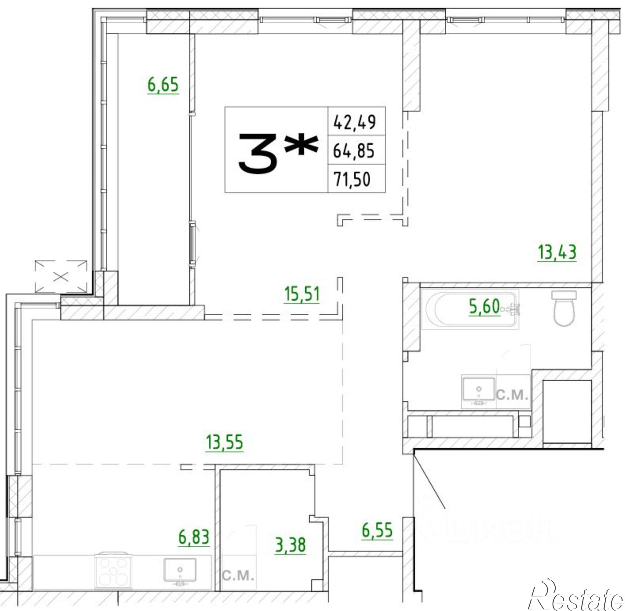 Купить квартиру за 18 697 200 рублей на Бежецкая улица, 1 с2