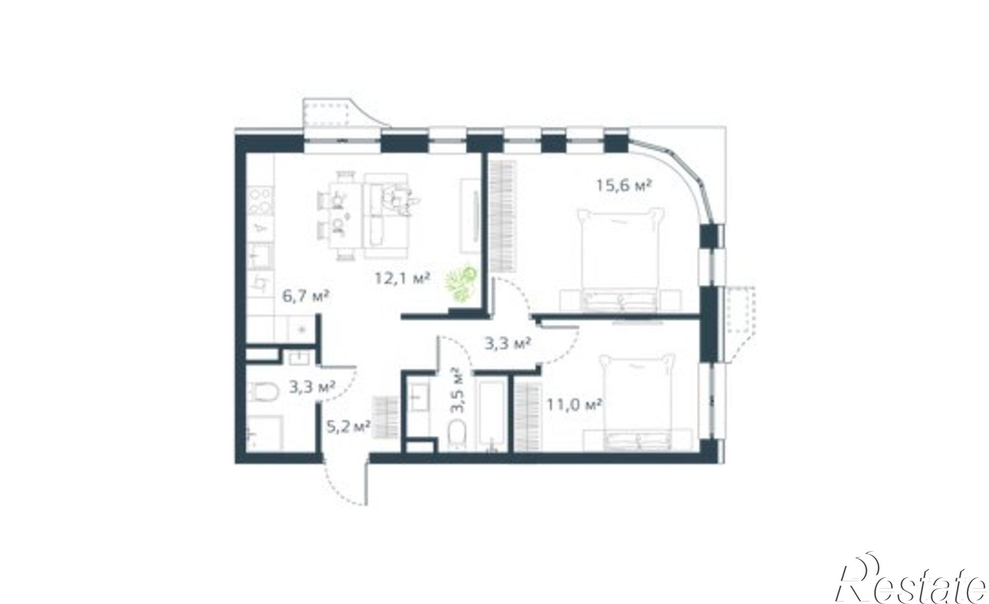 Купить квартиру за 13 181 500 рублей на улица Басаргина, 3 к1