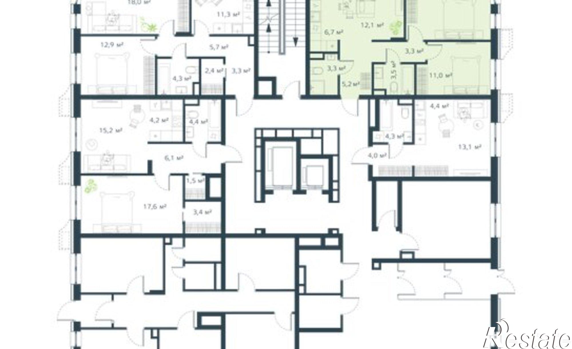 Купить квартиру за 13 181 500 рублей на улица Басаргина, 3 к1