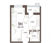 1-комн, 27 кв м, этаж 17/21 улица Слуцкого, 5А/13