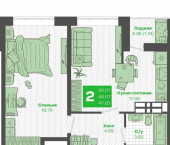 2-комн, 45 кв м, этаж 3/25 улица Нейбута, 141 к4