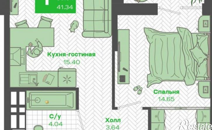 1-комн квартира в новом доме улица Нейбута, 141 к1,  д. 141 к1