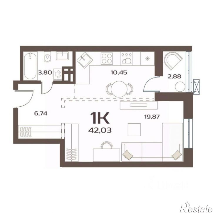 1-комн квартира в новом доме улица Слуцкого, 5А с4,  д. 5А с4