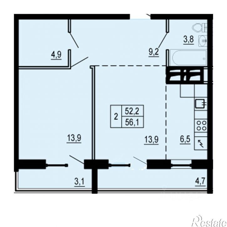 2-комн квартира в новом доме улица Майора Филипова, 11 к3,  д. 11 к3