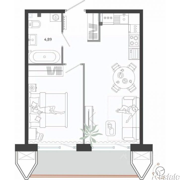 1-комн квартира в новом доме Бархатная улица