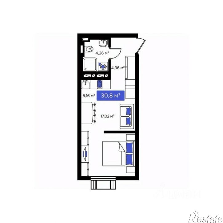 1-комн квартира в новом доме улица Нейбута