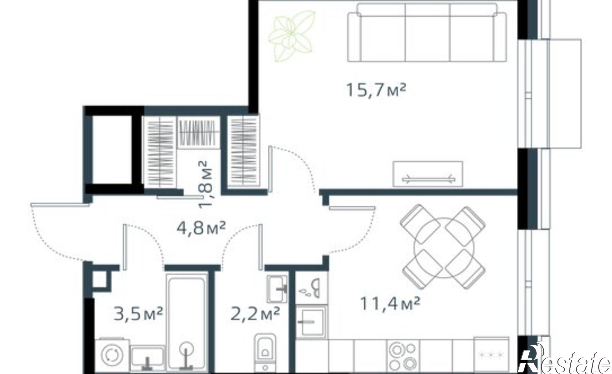 Купить квартиру за 8 516 760 рублей на улица Басаргина, 7 к1