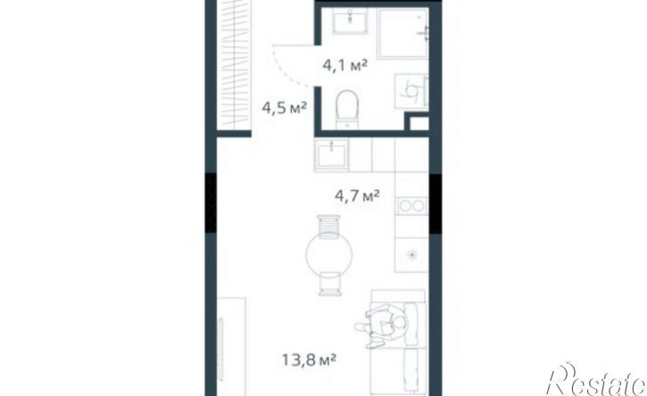 1-комн квартира в новом доме улица Басаргина, 5 к1,  д. 5 к1