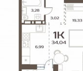 1-комн, 32 кв м, этаж 3/21 улица Слуцкого, 5А/4