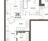 2-комн, 64 кв м, этаж 16/24 улица Слуцкого, 5А с4