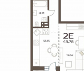 1-комн, 44 кв м, этаж 17/24 улица Слуцкого, 5А с4