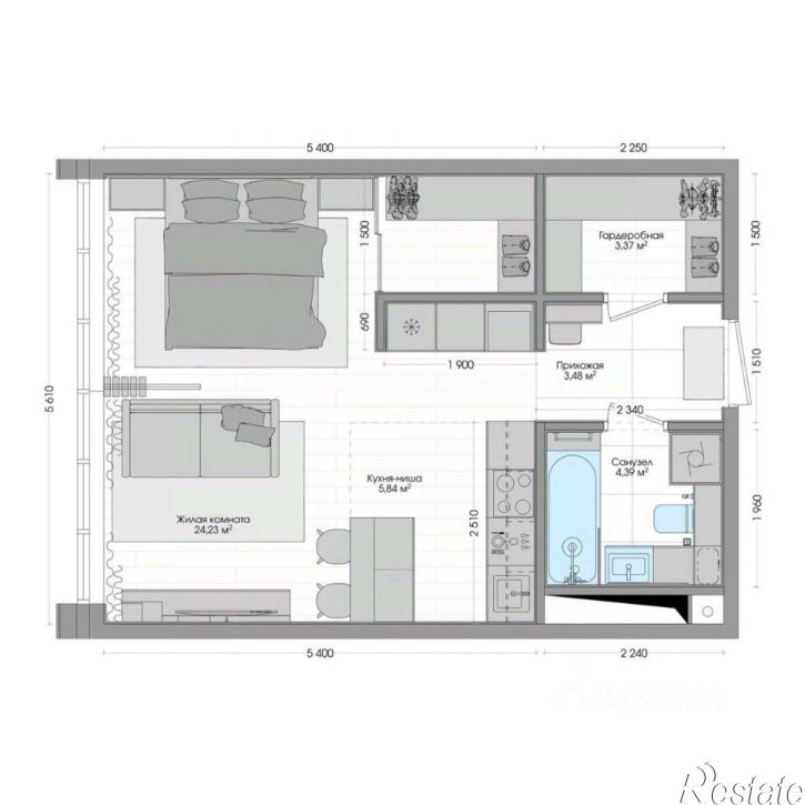 2-комн квартира в новом доме улица Нейбута, 137 с4,  д. 137 с4