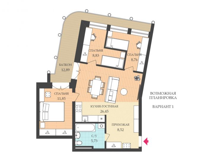 2-комн квартира Мыс Кунгасный улица, д.3Б