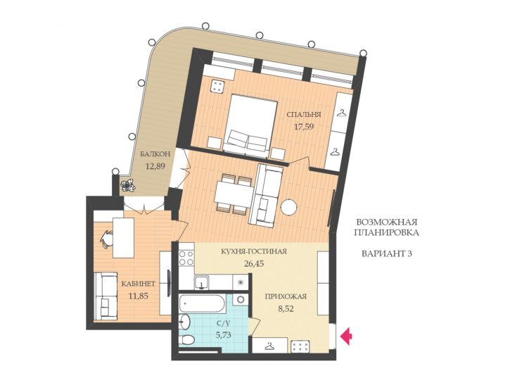 2-комн квартира Мыс Кунгасный улица, д.3Б
