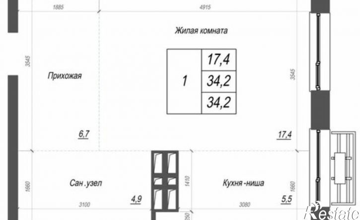 1-комн квартира в новом доме улица Невельского, 4 с2,  д. 4 с2