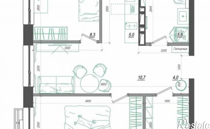 2-комн квартира в новом доме улица Невельского, 4 с2,  д. 4 с2