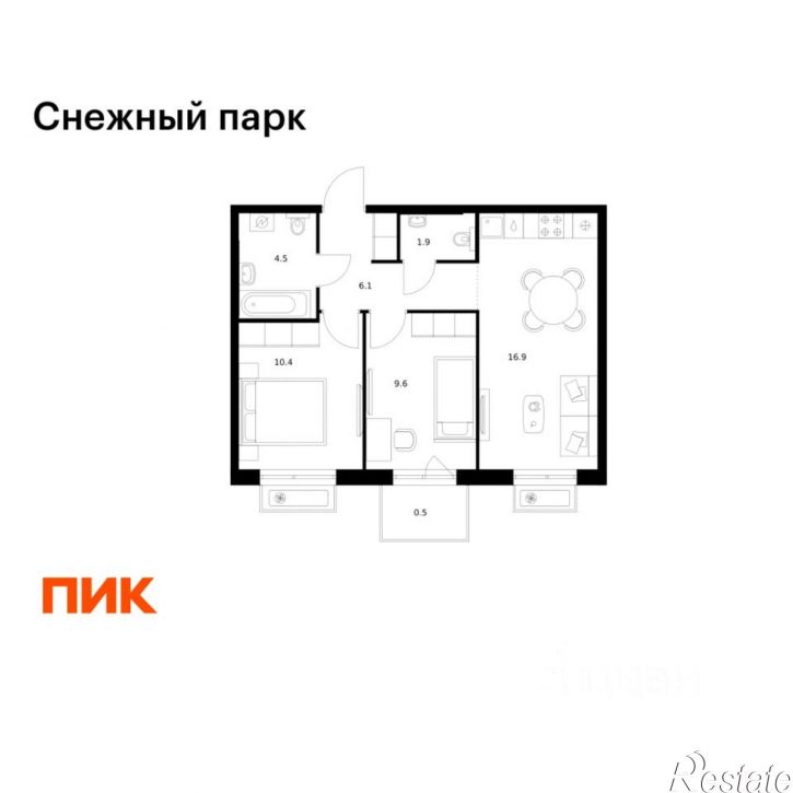 2-комн квартира в новом доме улица Полковника Фесюна, 6 к3,  д. 6 к3