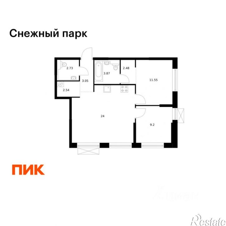 2-комн квартира в новом доме ул Полковника Фесюна, 12,  д. 12