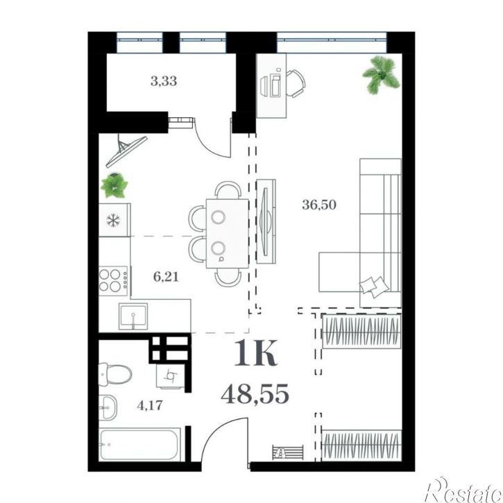 1-комн квартира в новом доме ул Леонова, 54 2,  д. 54 2,  к. 2