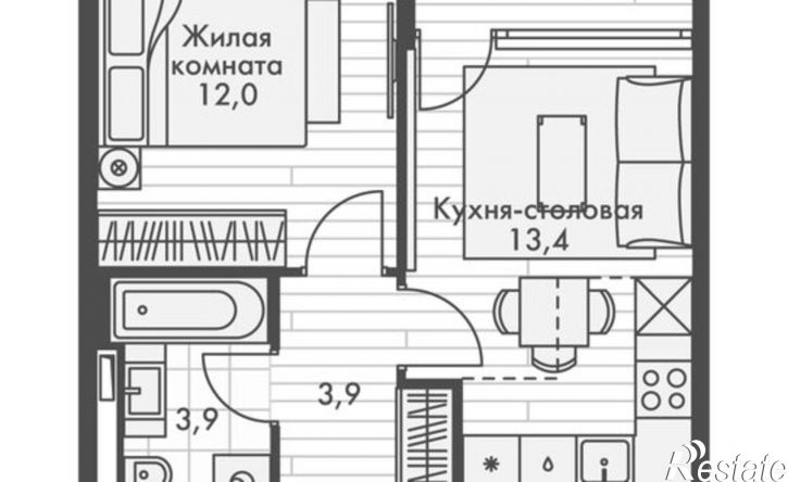 1-комн квартира в новом доме ул Крылова, 10/1,  д. 10/1