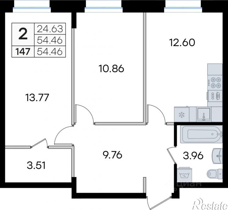 2-комн квартира в новом доме ул Тухачевского, 80 2,  д. 80 2,  к. 2