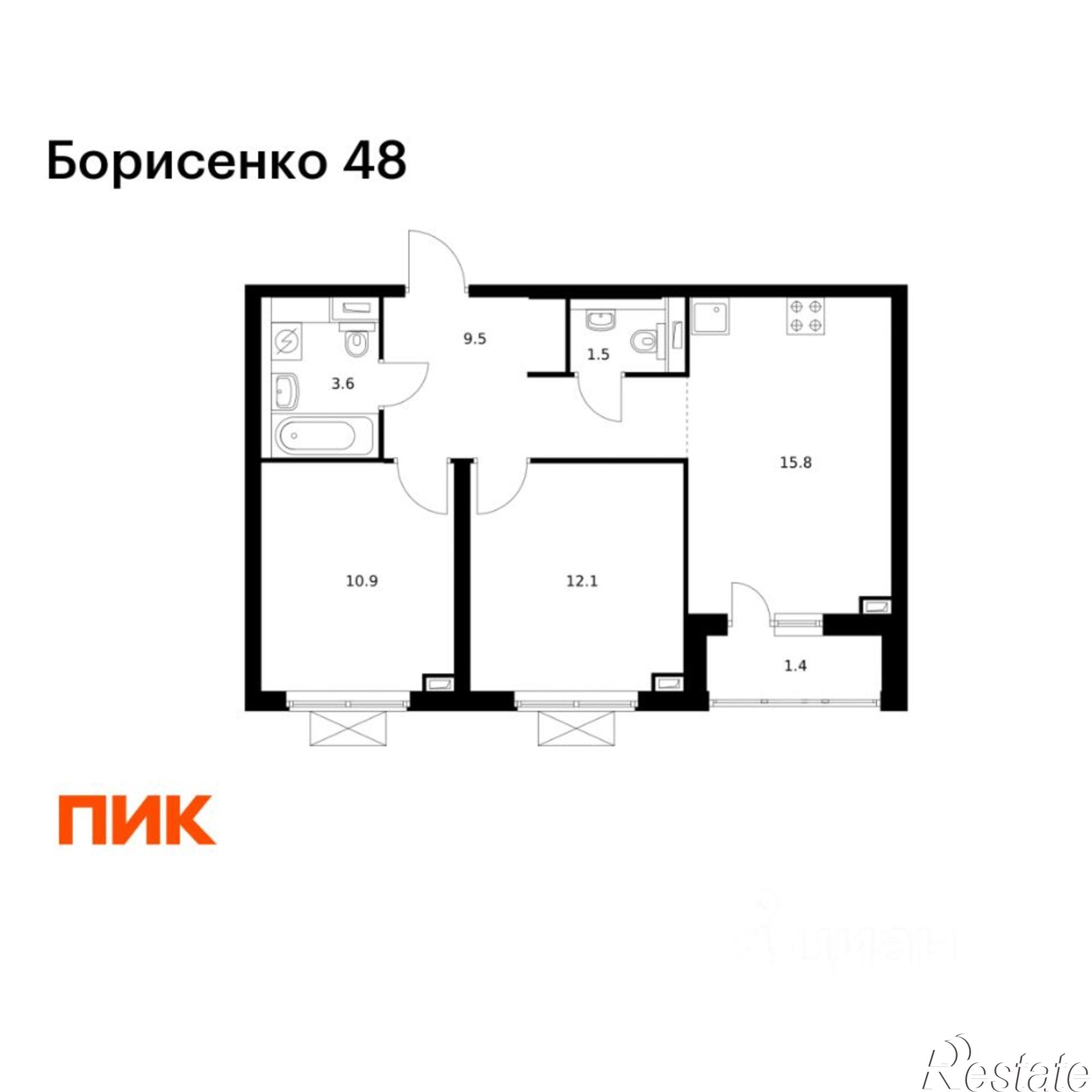 Купить квартиру за 11 787 500 рублей на ул Борисенко, 48 4