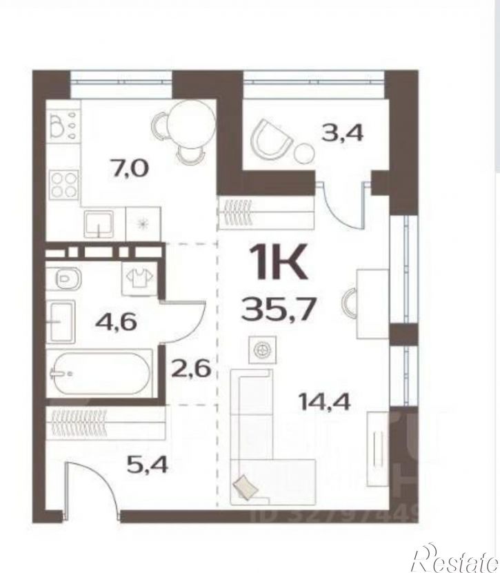 1-комн квартира в новом доме ул Коммунаров, 21 1,  д. 21 1,  к. 1