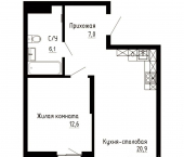 1-комн, 47 кв м, этаж 12/25 ул Иртышская, 19 4