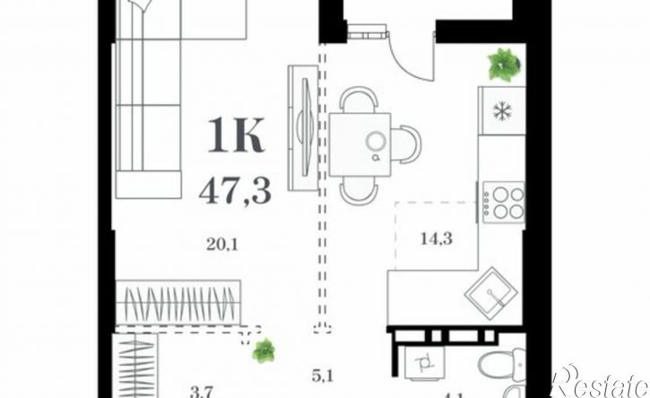 1-комн квартира ул Крыгина, 40,  д. 40