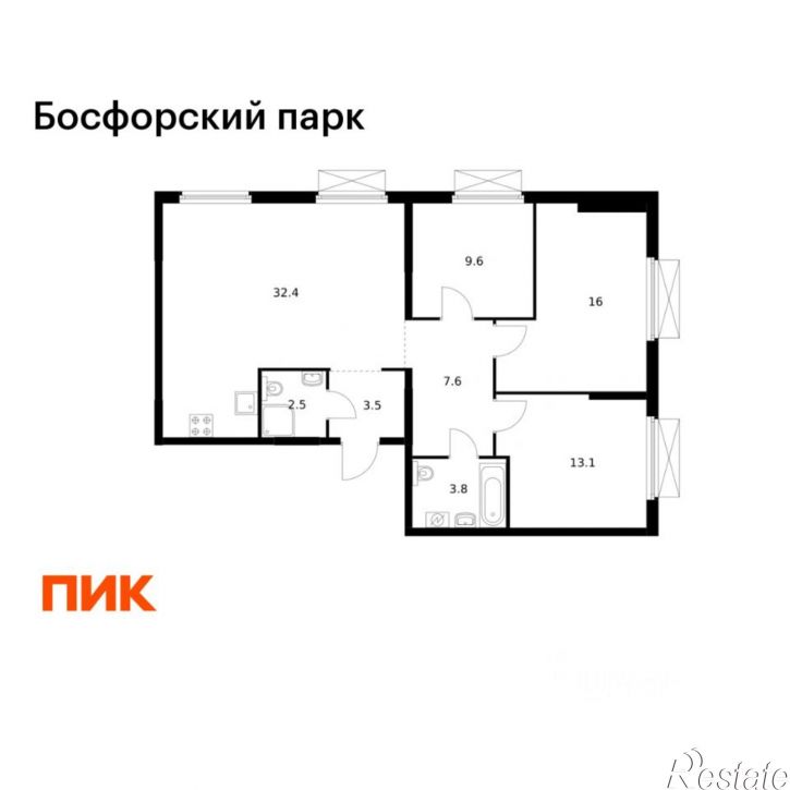3-комн квартира в новом доме