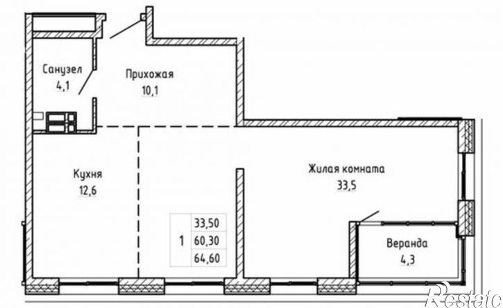 3-комн квартира в новом доме Первореченский район