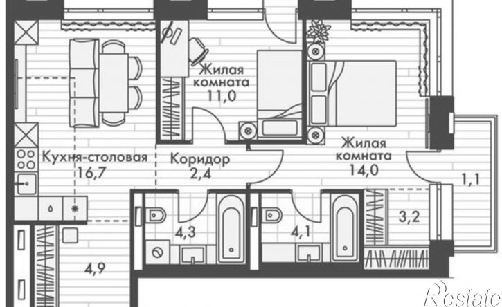 2-комн квартира в новом доме ул Крылова, 10/2,  д. 10/2