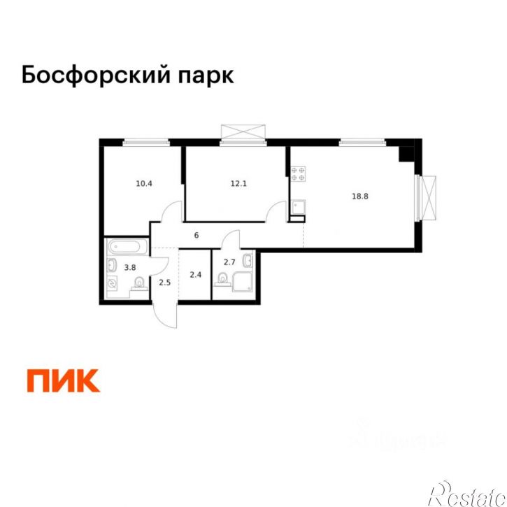 2-комн квартира в новом доме