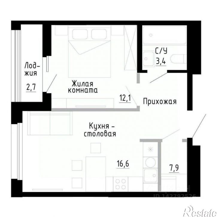 1-комн квартира в новом доме ул Иртышская, 19 7,  д. 19 7,  к. 7