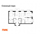 3-комн, 70 кв м, этаж 16/25 ЖК Снежный Парк, 3