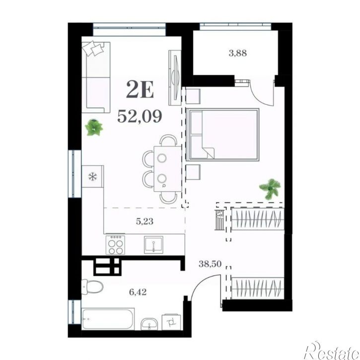 1-комн квартира в новом доме ул Леонова, 54 2,  д. 54 2,  к. 2
