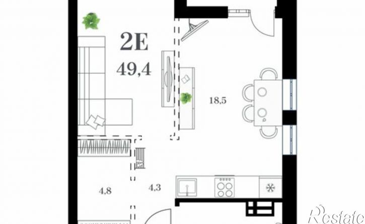 1-комн квартира ул Леонова, 54 2,  д. 54 2,  к. 2