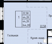 1-комн, 44 кв м, этаж 14/24 Первореченский район, улица Анны Щетининой, 20к1