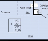 1-комн, 52 кв м, этаж 12/24 Первореченский район, улица Анны Щетининой, 20к1