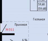1-комн, 60 кв м, этаж 21/24 Первореченский район, улица Анны Щетининой, 20к1