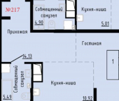 1-комн, 55 кв м, этаж 15/24 Первореченский район, улица Анны Щетининой, 20к1