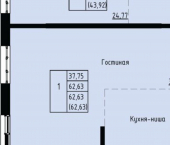 1-комн, 63 кв м, этаж 18/24 Первореченский район, улица Анны Щетининой, 20к1