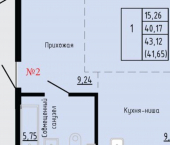 1-комн, 42 кв м, этаж 2/24 ул Анны Щетининой, 20