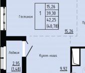 1-комн, 41 кв м, этаж 22/24 ул Анны Щетининой, 20