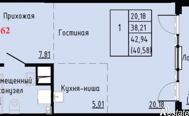 1-комн квартира в новом доме Первореченский район, улица Анны Щетининой, 20к1