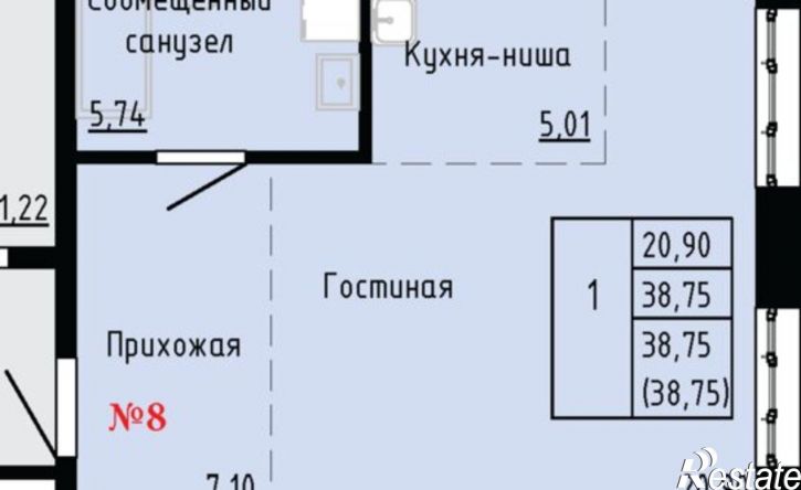 1-комн квартира в новом доме Первореченский район, улица Анны Щетининой, 20к1