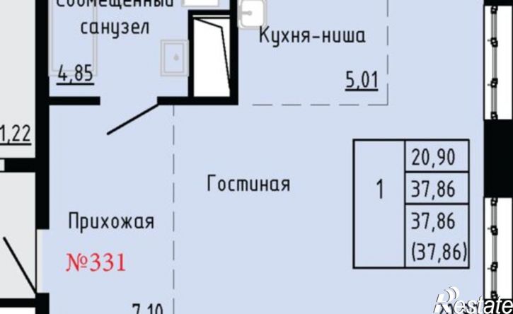 1-комн квартира в новом доме Первореченский район, улица Анны Щетининой, 20к1