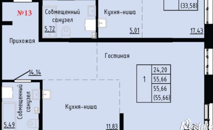 1-комн квартира в новом доме Первореченский район, улица Анны Щетининой, 20к1