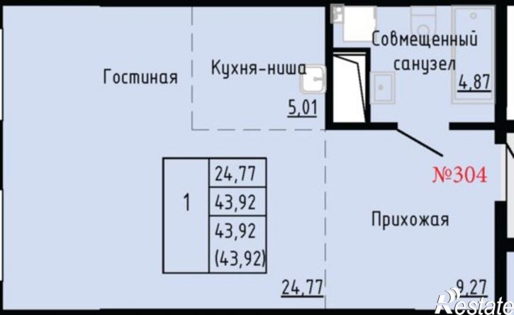 1-комн квартира в новом доме Первореченский район, улица Анны Щетининой, 20к1